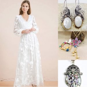 woman wearing a white dress accessories