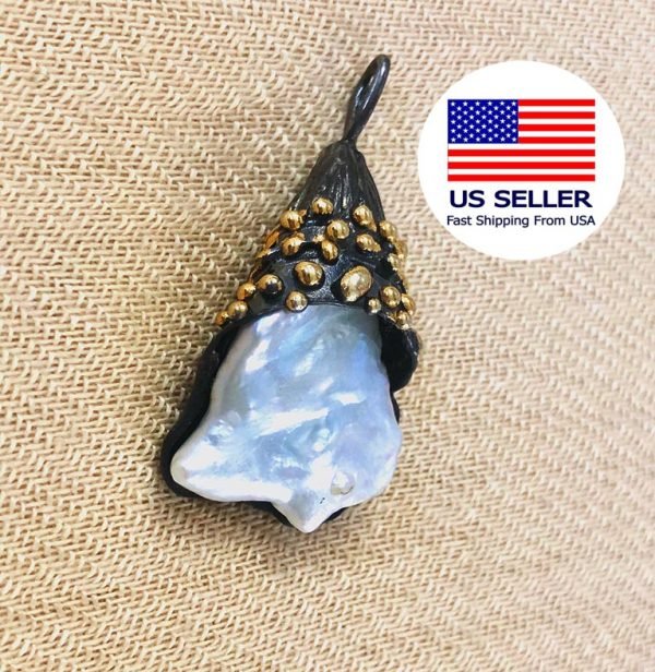 925 silver pendant with baroque pearls