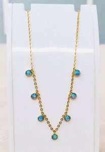 australian opal stones necklace with gold chain