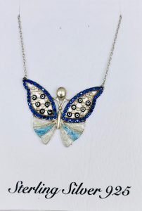 multi evil eyes on the sterling silver butterfly necklace