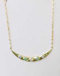 moon necklace silver with stones