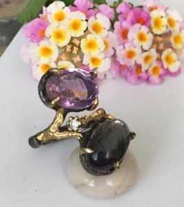 sterling silver and natural amethyst ring made of 925 silver