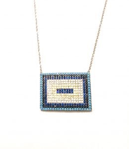 square shapre silver turkish evil eye