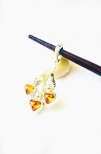 Baltic Amber Branch Pendant Sterling Silver 925