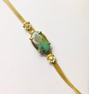 Chrysocolla Stone Sterling Silver 925 Bracelet