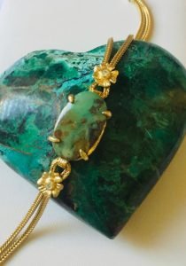 Chrysocolla Stone Bracelet on the heart stone