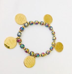 Ten Commandments Stainless Steel Stretch Elastic Gold Color Bracelet