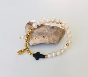 steel bangle cross shape gold plated color