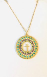 gold color cross jesus necklace stainless steel
