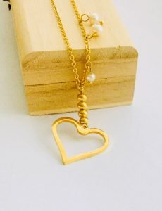 heart form gold pendant stainless steel