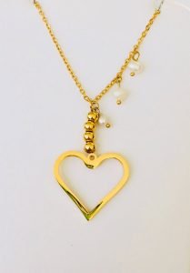 Fresh Cultured Pearl Heart Beads Color Gold