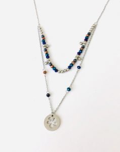 stainless steel leaf figure necklace