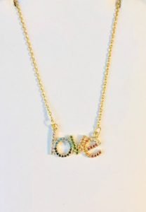 golden color love symbol choker heigh .5 inches, with 1 or 1 x 2.5 centimeter