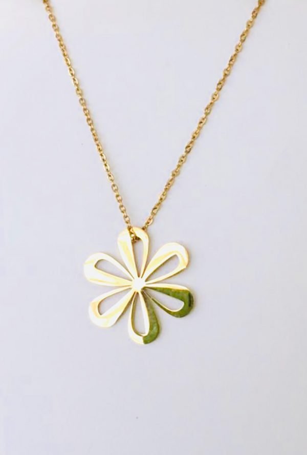 flower pendant gold color chain