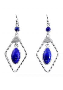 Afganistan made Lapis Lazuli Dangle Earrings Sterling Silver 925
