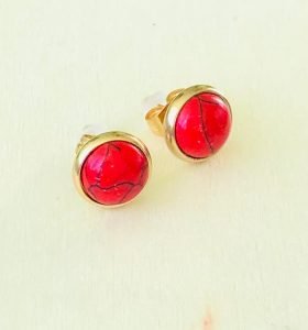 red earrings stainless steel