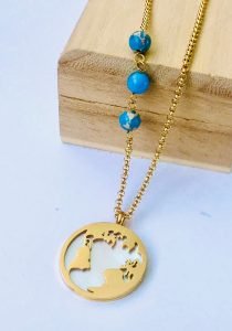 earth medallion gold chain 316 stainless silver