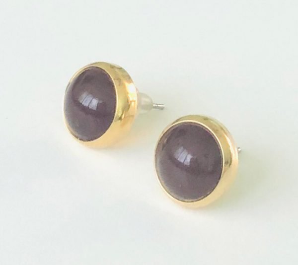 round stud earrings with gold plated