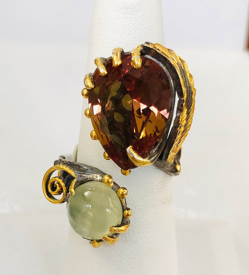 zultanine stone ring in a model's finger