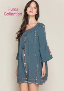 a young girl wearing a embroidered dress