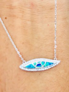 a neklace made of australian opal and silver