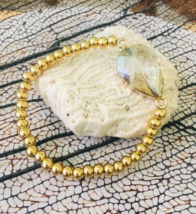 faceted onix smoke quarts bracelet gold color