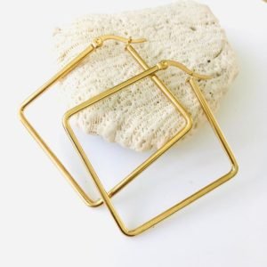 Gold Square Hoop Earrings