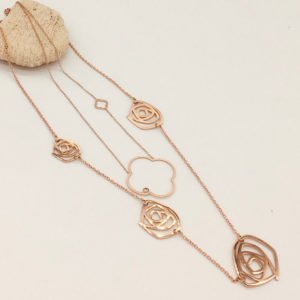 small and large necklaces gold color rose shape