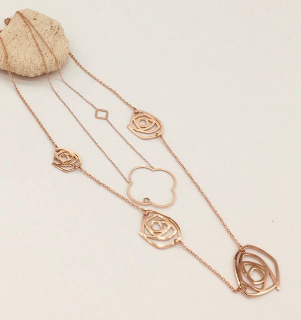 small and large necklaces gold color rose shape