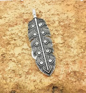 feather form silver necklace