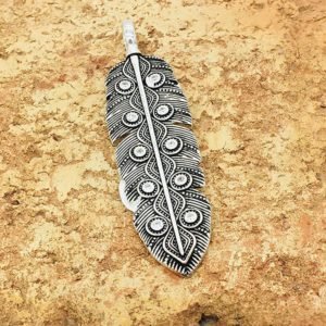 feather form silver necklace