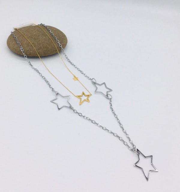 gold silver color star shape necklaces