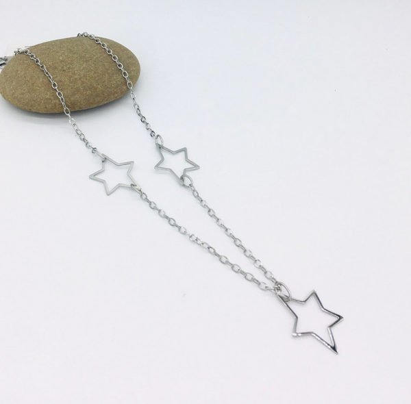 stainless steel necklace silver color is seen in white background