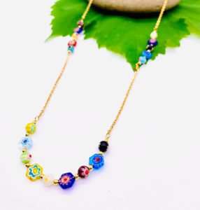 long millefiori glass necklace