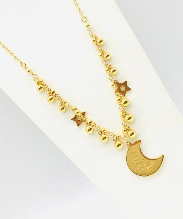 side view of an half moon necklace