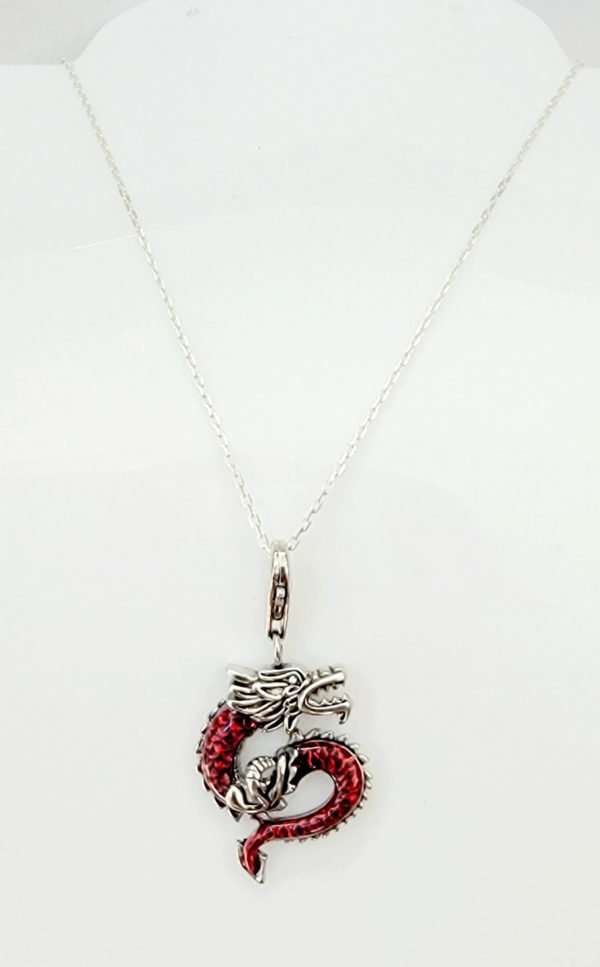 men's red dragon pendant necklace with chain