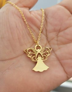 gold color guardian angel necklace