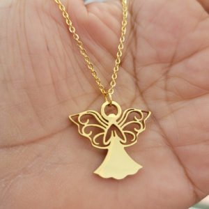 gold color guardian angel necklace