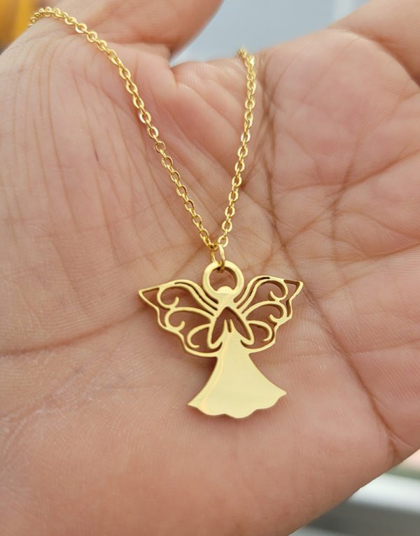 gold color guardian angel necklace