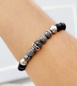 skurll bracelet displaying on a woman's wrist