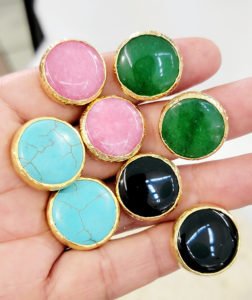 Gold plated stud with natural stones