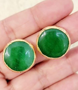 green agate earrings gold color