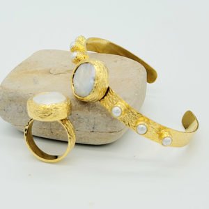 pearl of mother bracelet ring gold