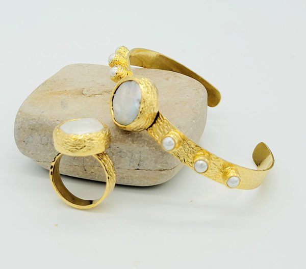 pearl of mother bracelet ring gold