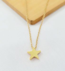 gold star necklace with a chaing