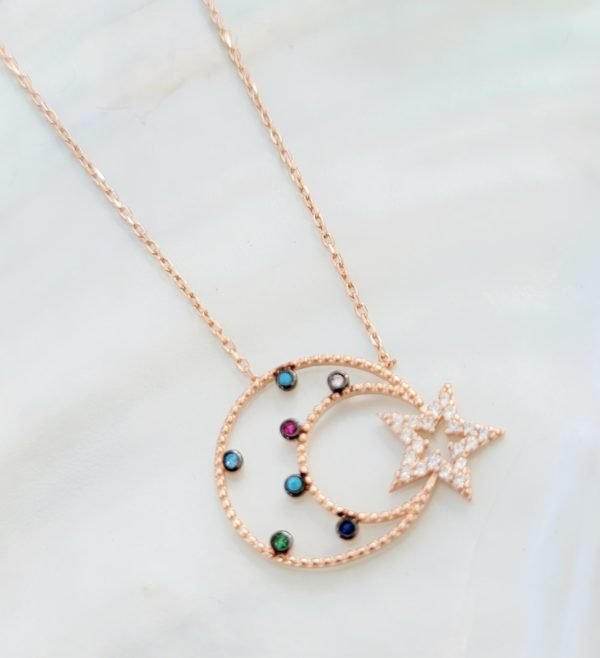 Half Moon Sterling Silver 925 Necklace - Image 2