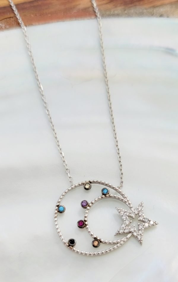 Half Moon Sterling Silver 925 Necklace - Image 3
