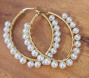 pearl and oval shape earring