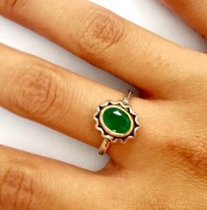 green sterling silver earring