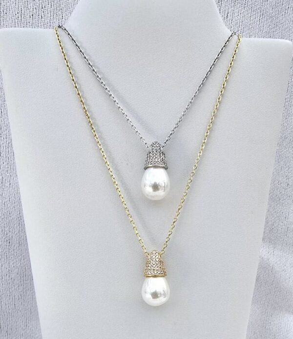 Teardrop Shaped Pearl Necklace 925 Silver - Image 4